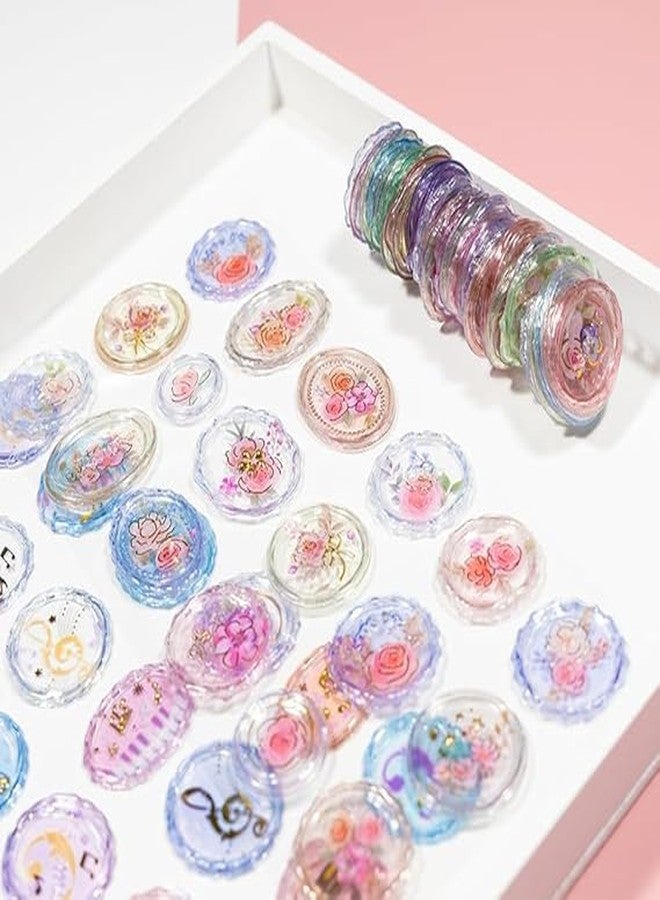 NVF Floral Resin Effect Transparent Sticker Set | Aesthetic Flower Stickers for Journals, Scrapbooking & DIY Crafts - Image 3